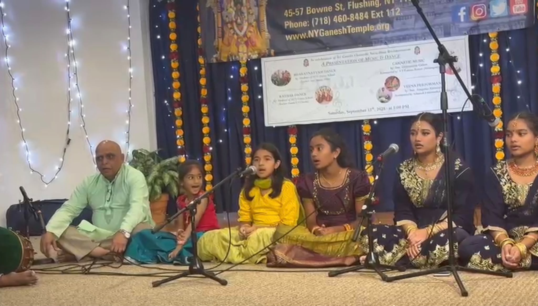 Students performing at a temple event